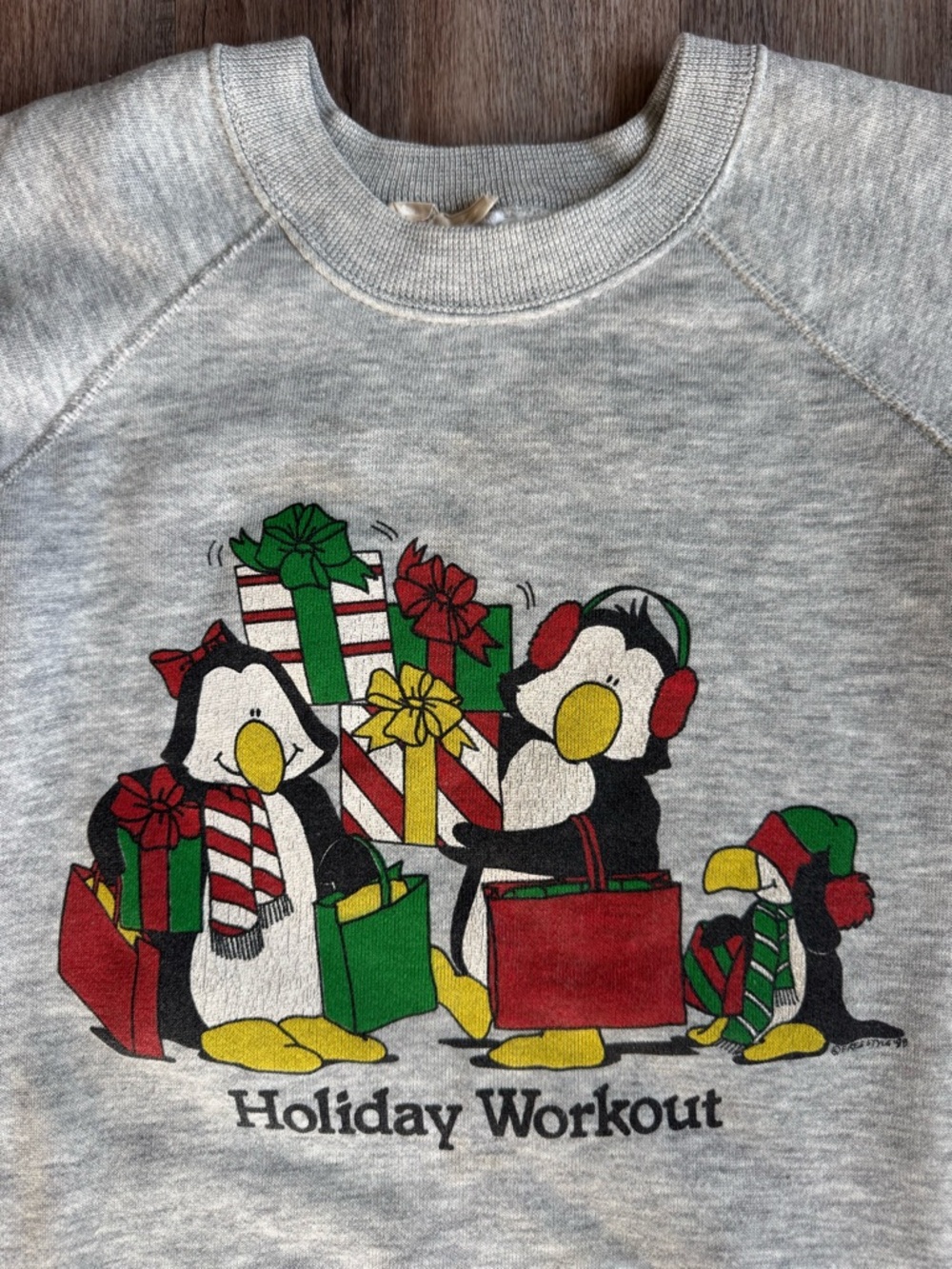 Vintage 90s Holiday Workout Penguins Sweatshirt - size XXXL - Picture 2 of 5